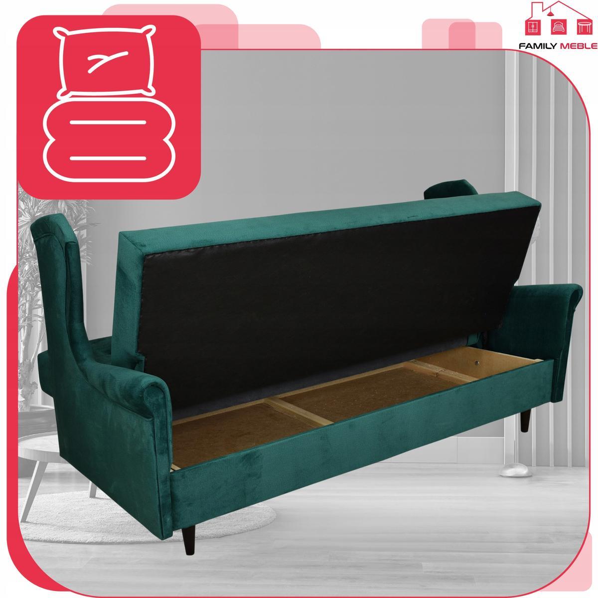 Wersalka sofa uszak kanapa rozkładana Ari butelkowa zieleń 4 Full Screen