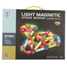 Klocki magnetyczne LED kolorowe magnetic sticks duże patyczki świecące dla małych dzieci 76 elementów 19x13x7 cm  - Miniaturka zdjęcia nr 7