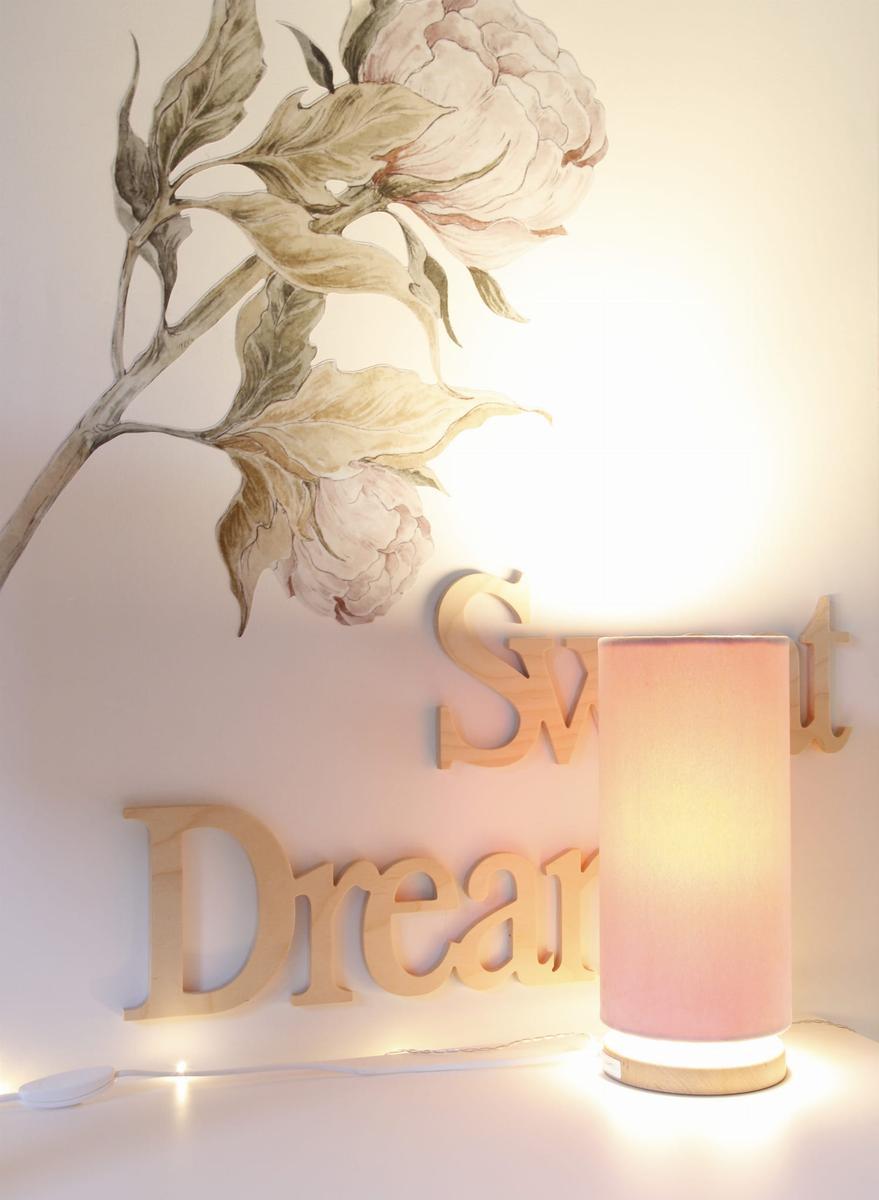 Lampka nocna Classic 29x13x32 cm różowy ze ściemniaczem drewno olejowane nr. 3