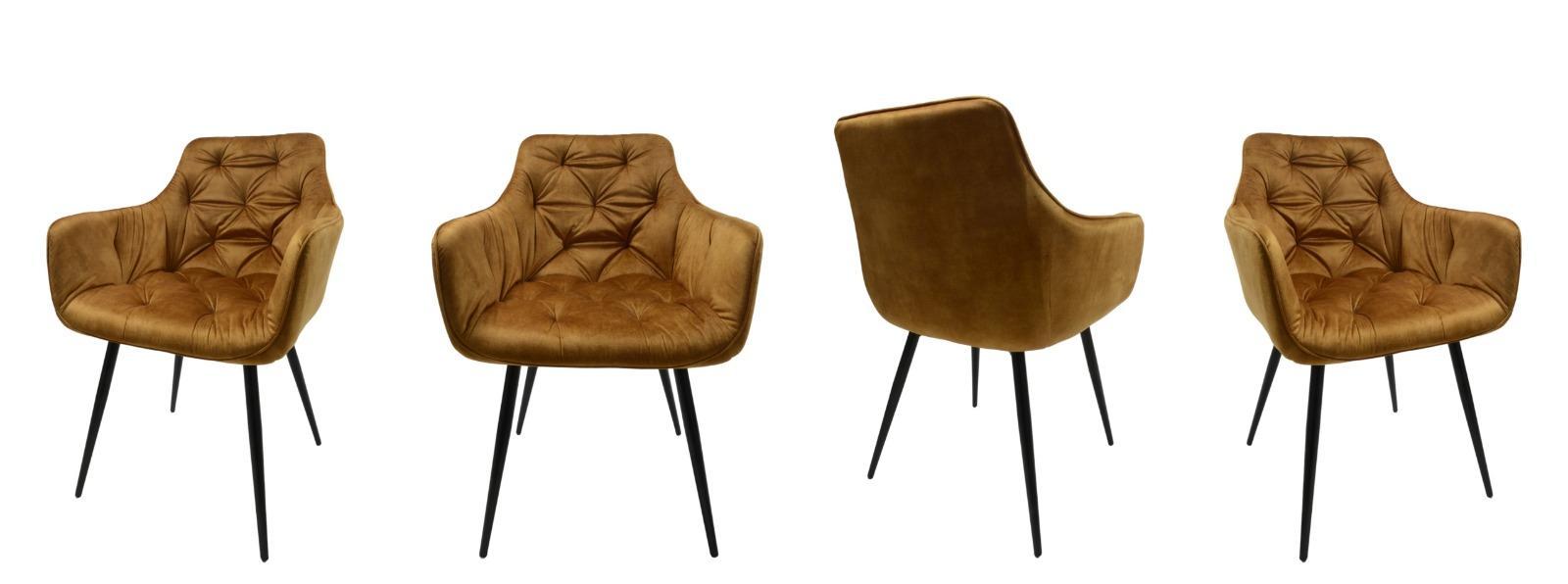Krzesło Houston 57x85x59 cm pikowane tapicerowane welur koniak nogi czarne nr. 2