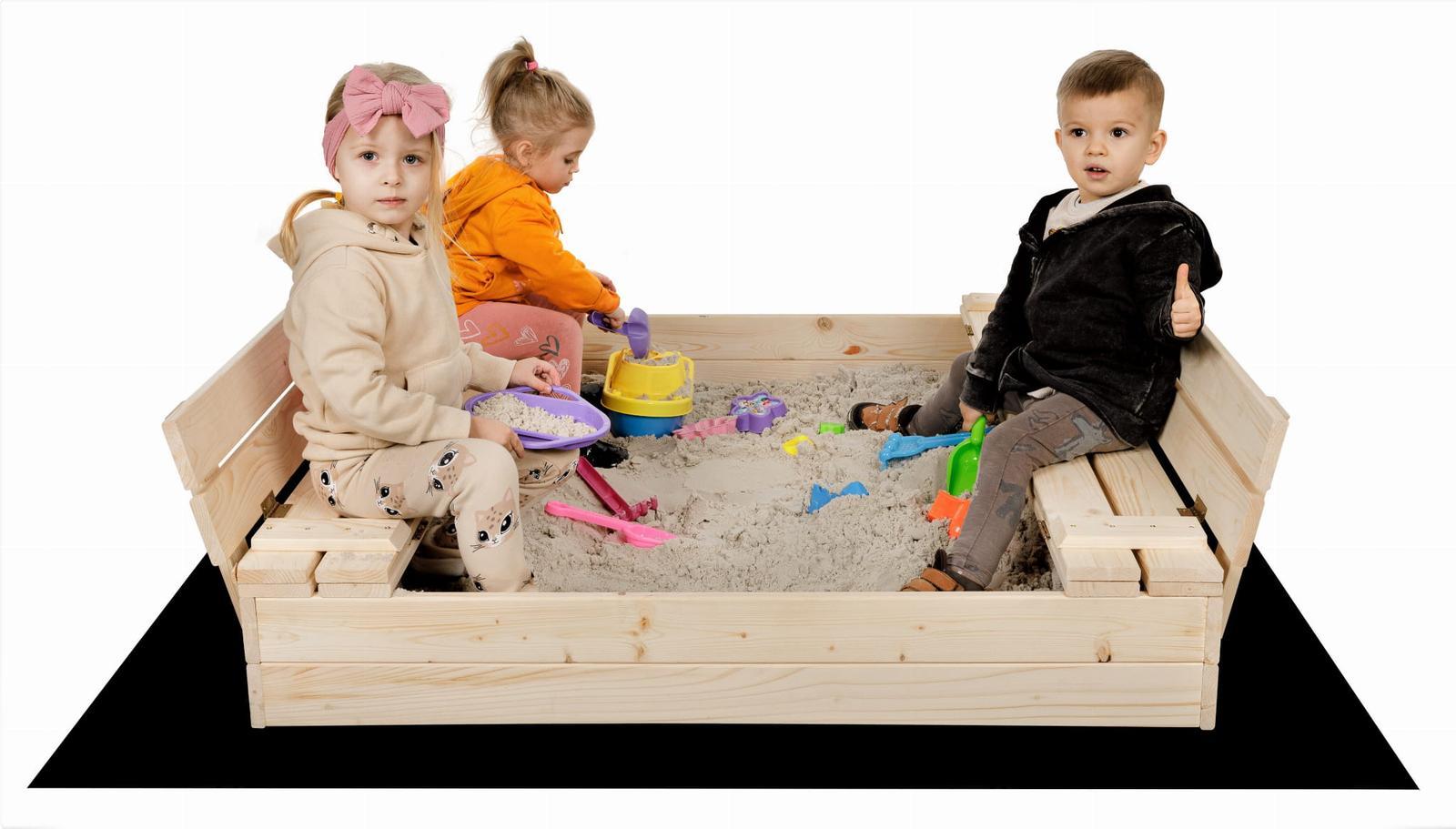 Piaskownica 120x20x120 cm składana z ławeczkami drewniana impregnowana do ogrodu dla dzieci  nr. 8