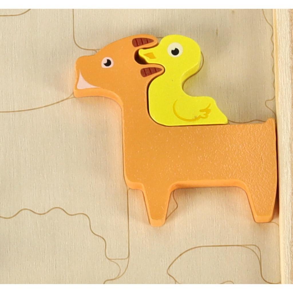 Puzzle układanka edukacyjna drewniana sorter dopasuj kształty dla dzieci zwierzęta 17x17x1 cm 6 Full Screen