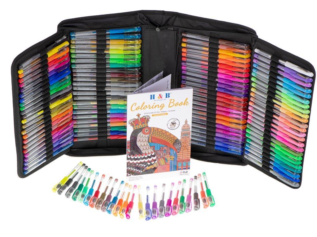 Długopisy żelowe kolorowe w etui 120szt + 120 wkładów kolorowanka do biura dla dzieci 35x18x8 cm nr. 13