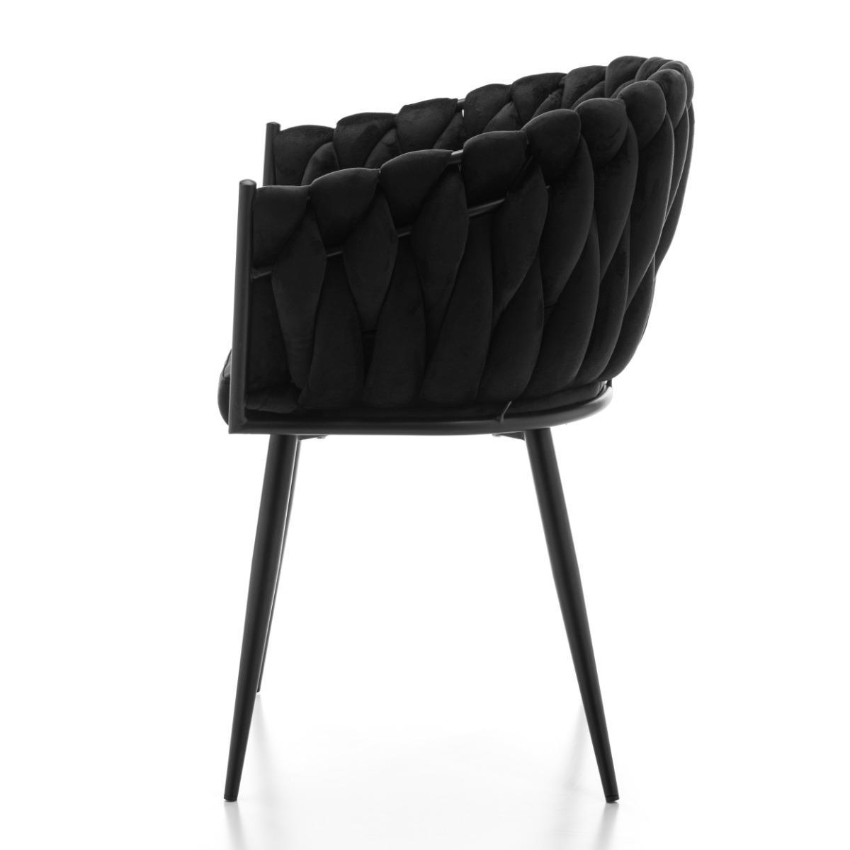 Krzesło LATINA czarne welurowe glamour do jadalni lub salonu 5 Full Screen