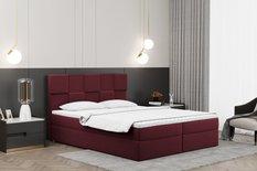 Łóżko CLARA 180x200 cm z funkcją przechowywania i materacem do sypialni ciemnoczerwone