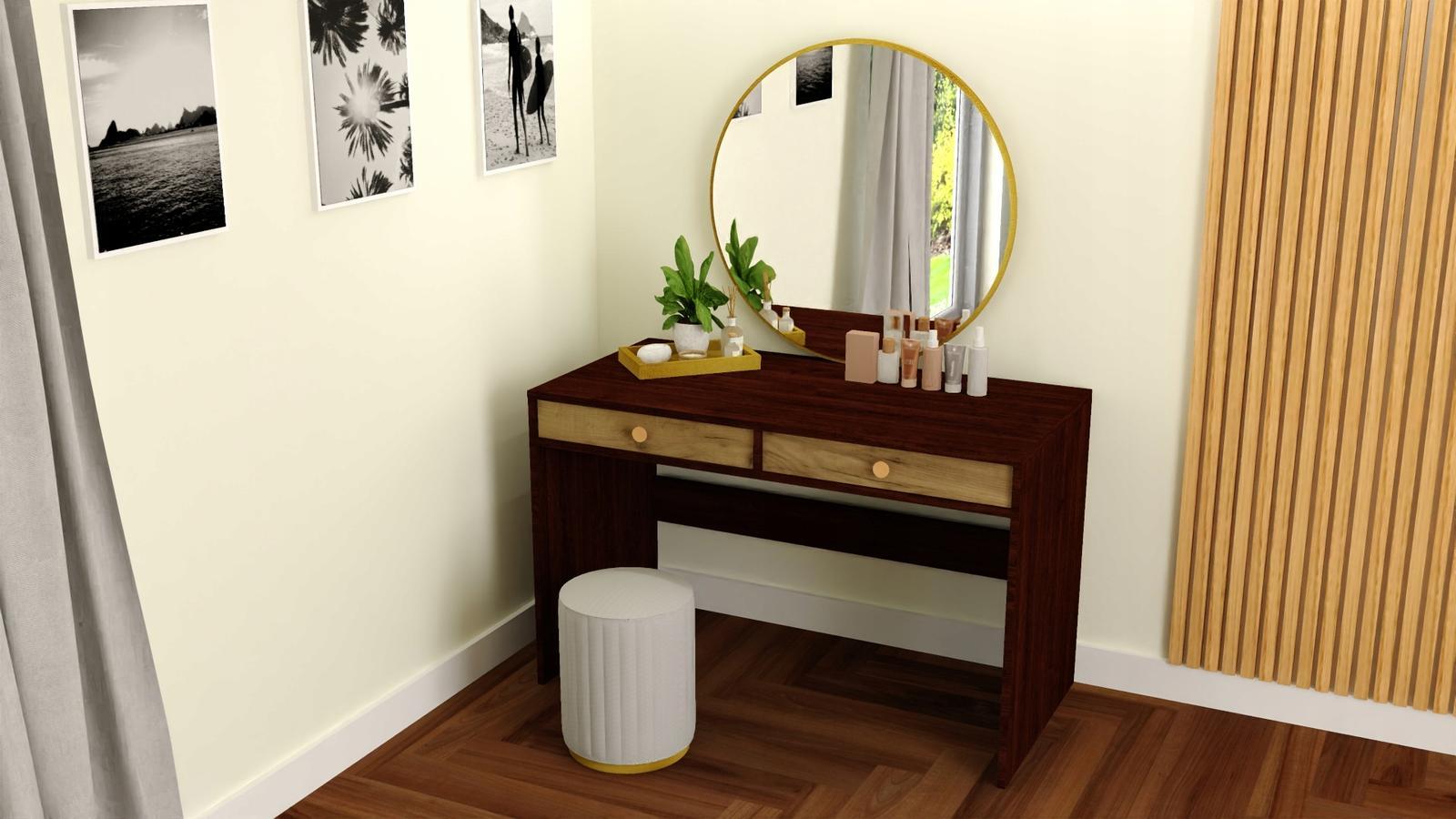 Toaletka biurko MONODIS 120x75x60 cm do sypialni wenge front dąb craft złoty nr. 2