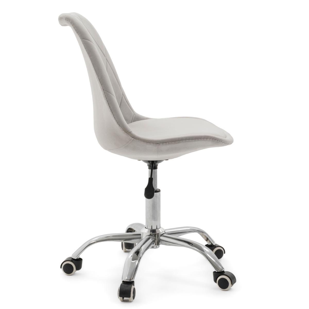 Krzesło do biurka DUBLIN biurowe krzesło obrotowe welurowe z poduszka do pokoju biura jasnoszare nr. 7