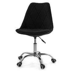 Krzesło do biurka DUBLIN biurowe krzesło obrotowe welurowe z poduszka do pokoju biura czarne - Miniaturka zdjęcia nr 3