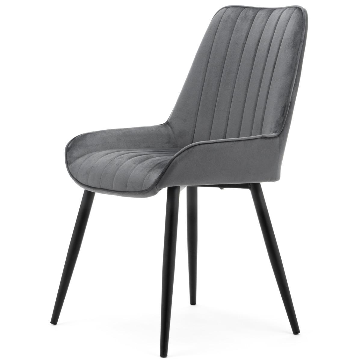 Krzesło LUCA szare tapicerowane welurem czarne nóżki do jadalni lub salonu 3 Full Screen