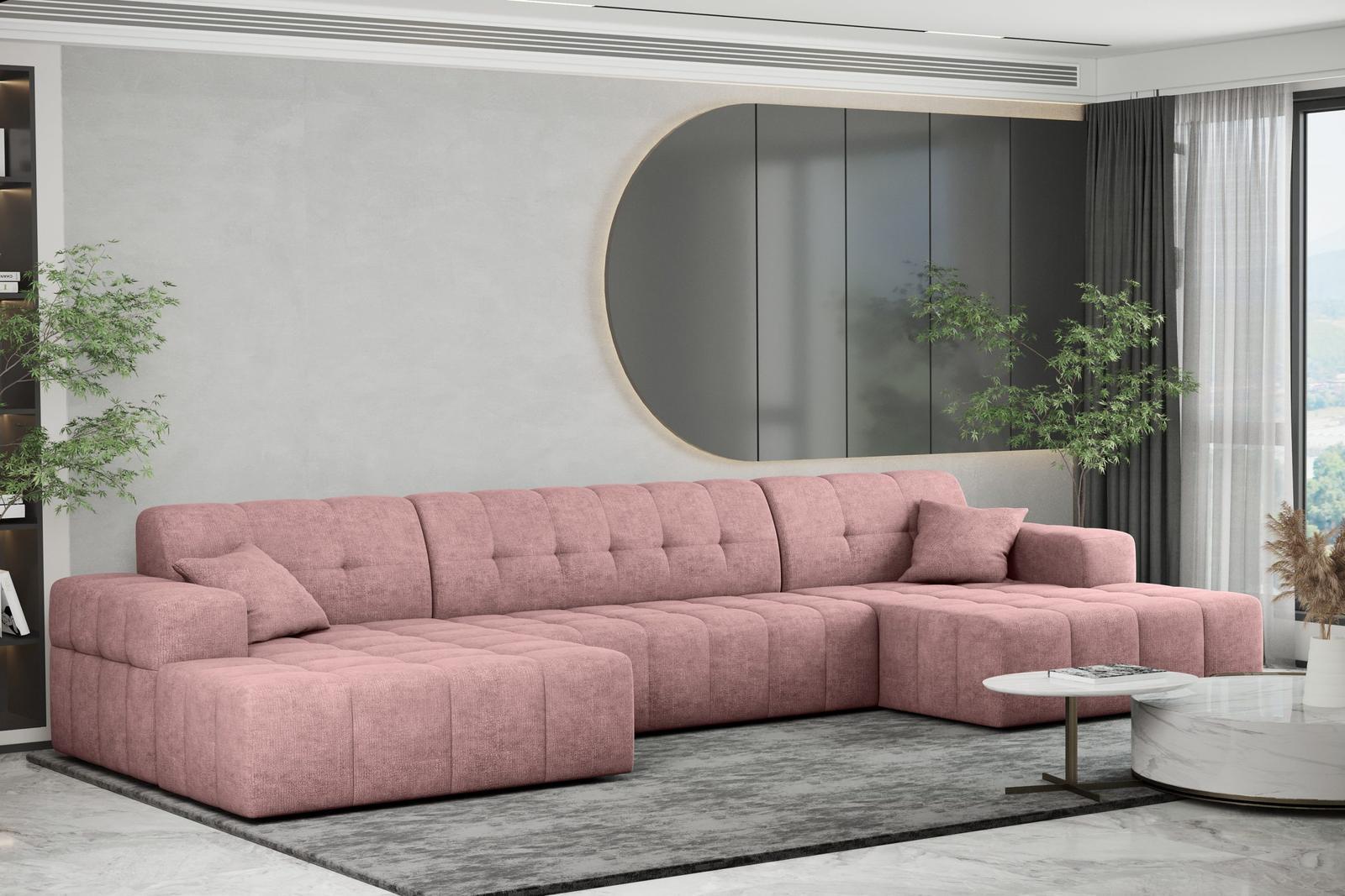 Sofa NIMES 350x82x168 cm bez funkcji spania w kształcie U pikowana do salonu NEVE ecru 9 Full Screen