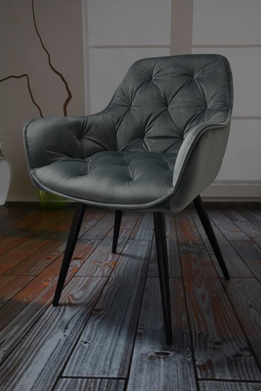 Fotel ARTEN X krzesło do jadalni salonu welur ciemnoszary nogi czarne nr. 8
