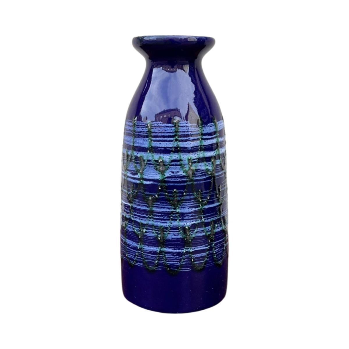 Kobaltowy ceramiczny wazon Strehla Keramik, Niemcy lata 60. 1 Full Screen