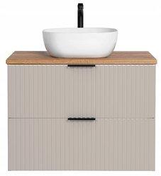 Szafka łazienkowa z umywalką 80 cm ADEL CASHMERE z blatem dąb wotan i szufladami kaszmirowa - Miniaturka zdjęcia nr 2