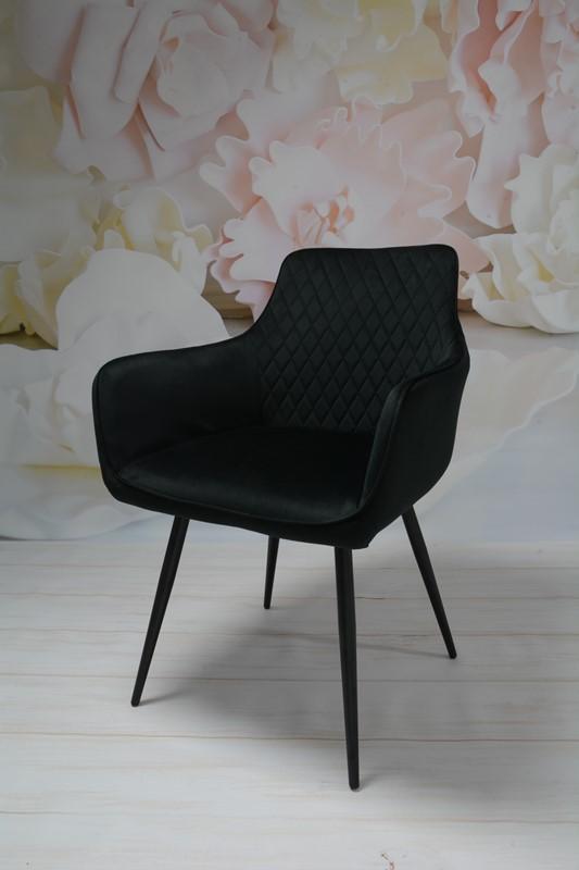 Fotel Lizbona krzesło 57,5x84,5x59 cm welur czarny metalowe nogi czarne do salonu nr. 10