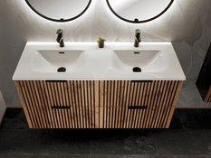 Zestaw mebli łazienkowych 120 cm XILO BLACK z umywalką i lustrami + syfon słupek dąb wotan - Miniaturka zdjęcia nr 15
