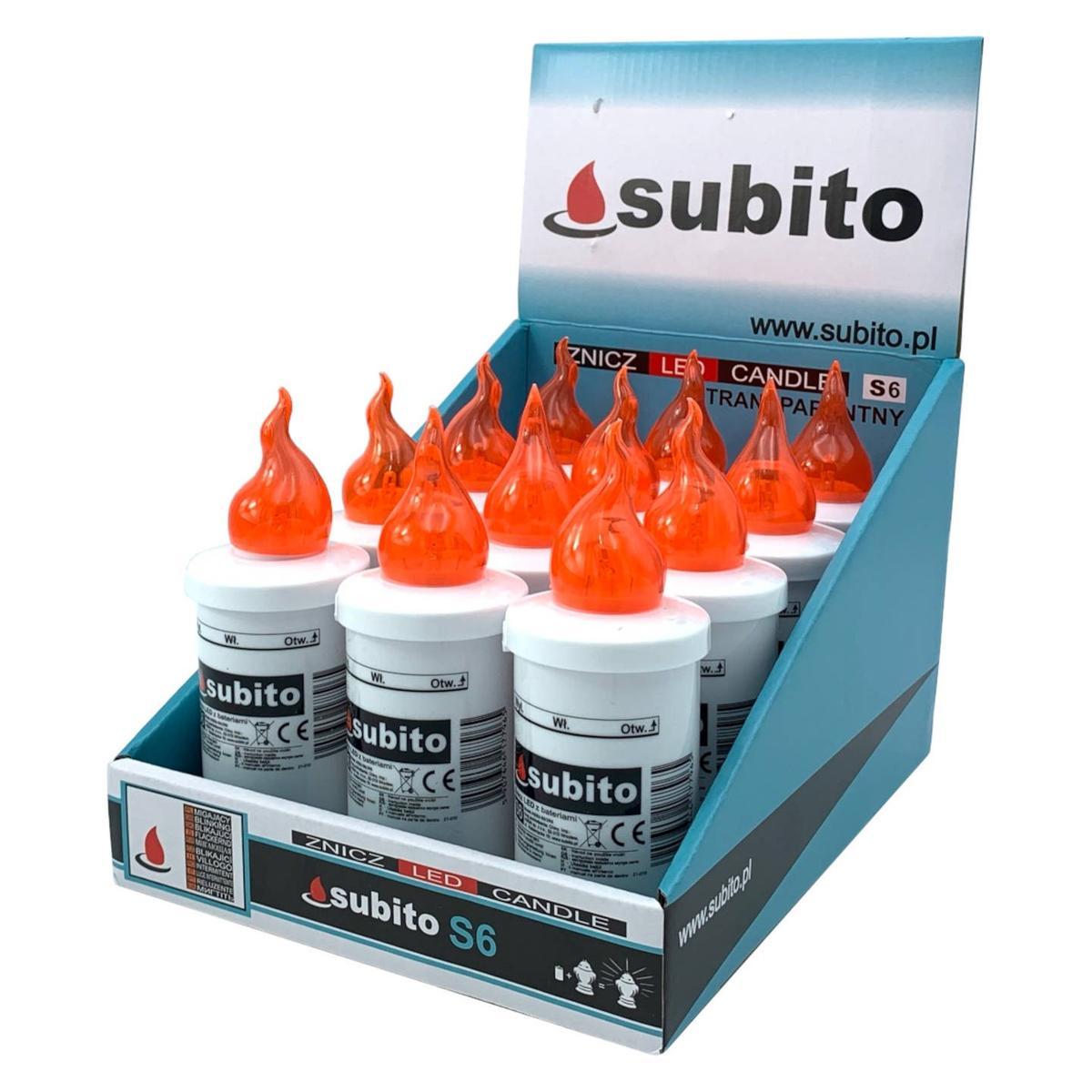 Wkłady do zniczy LED Subito S6 12 sztuk pomarańczowe nr. 1