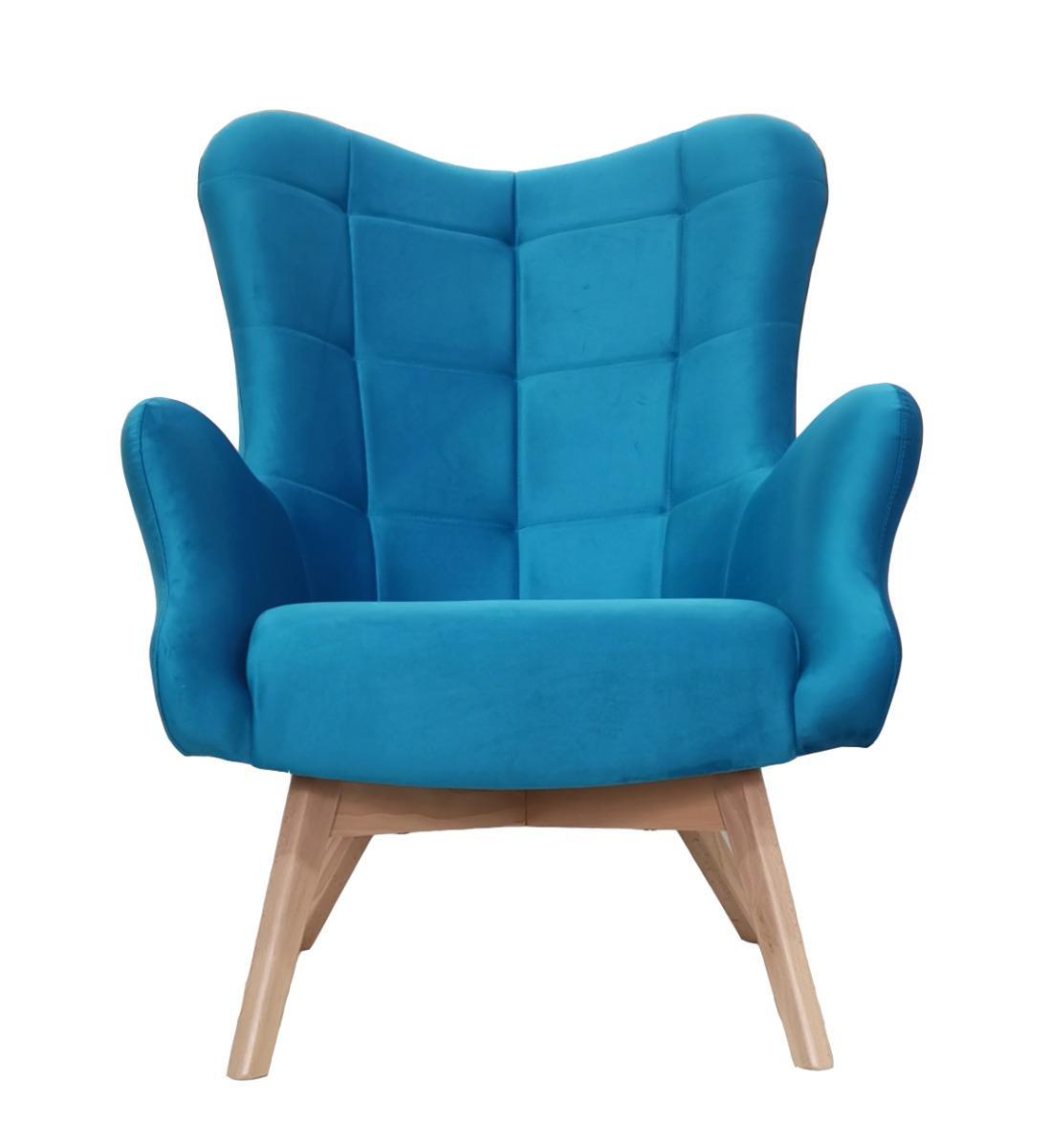 Fotel skandynawski ETERNO 77x102x87 cm niebieski z naturalnymi nogami do salonu  nr. 2