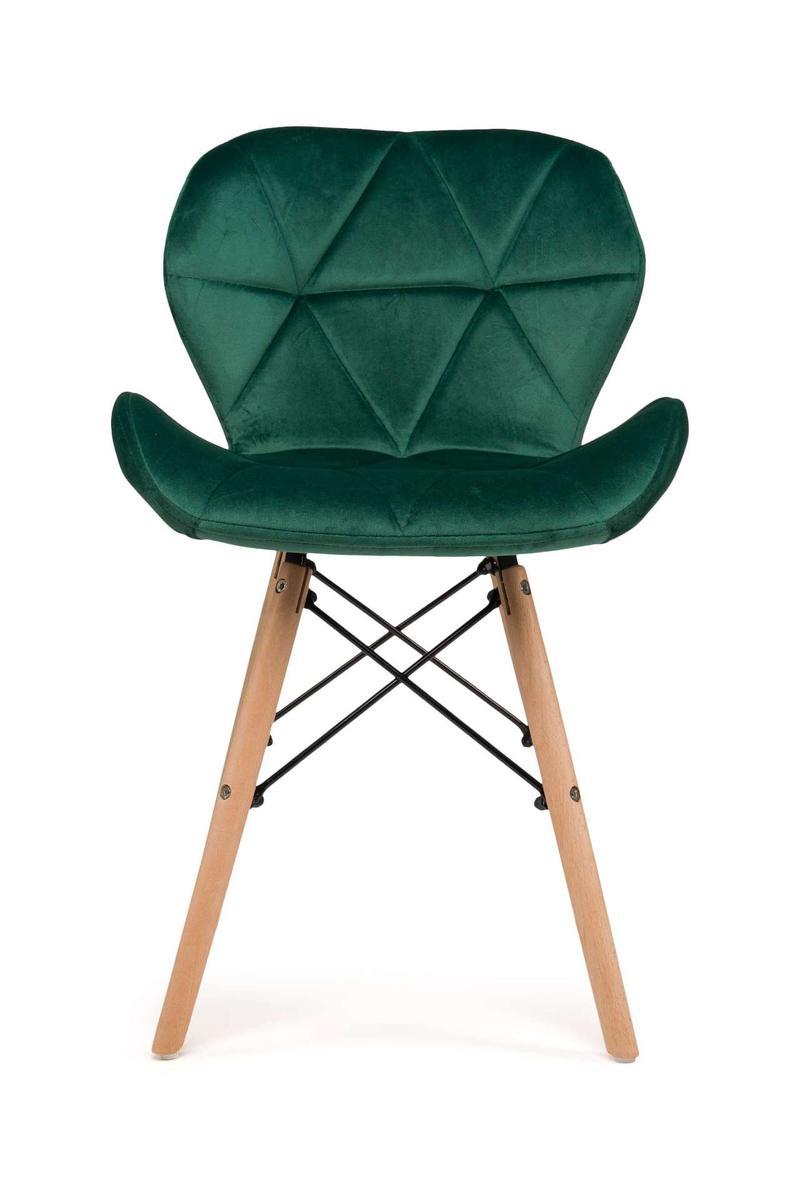 Krzesło DURO zielone tapicerowane welurem pikowane do jadalni lub salonu  nr. 2