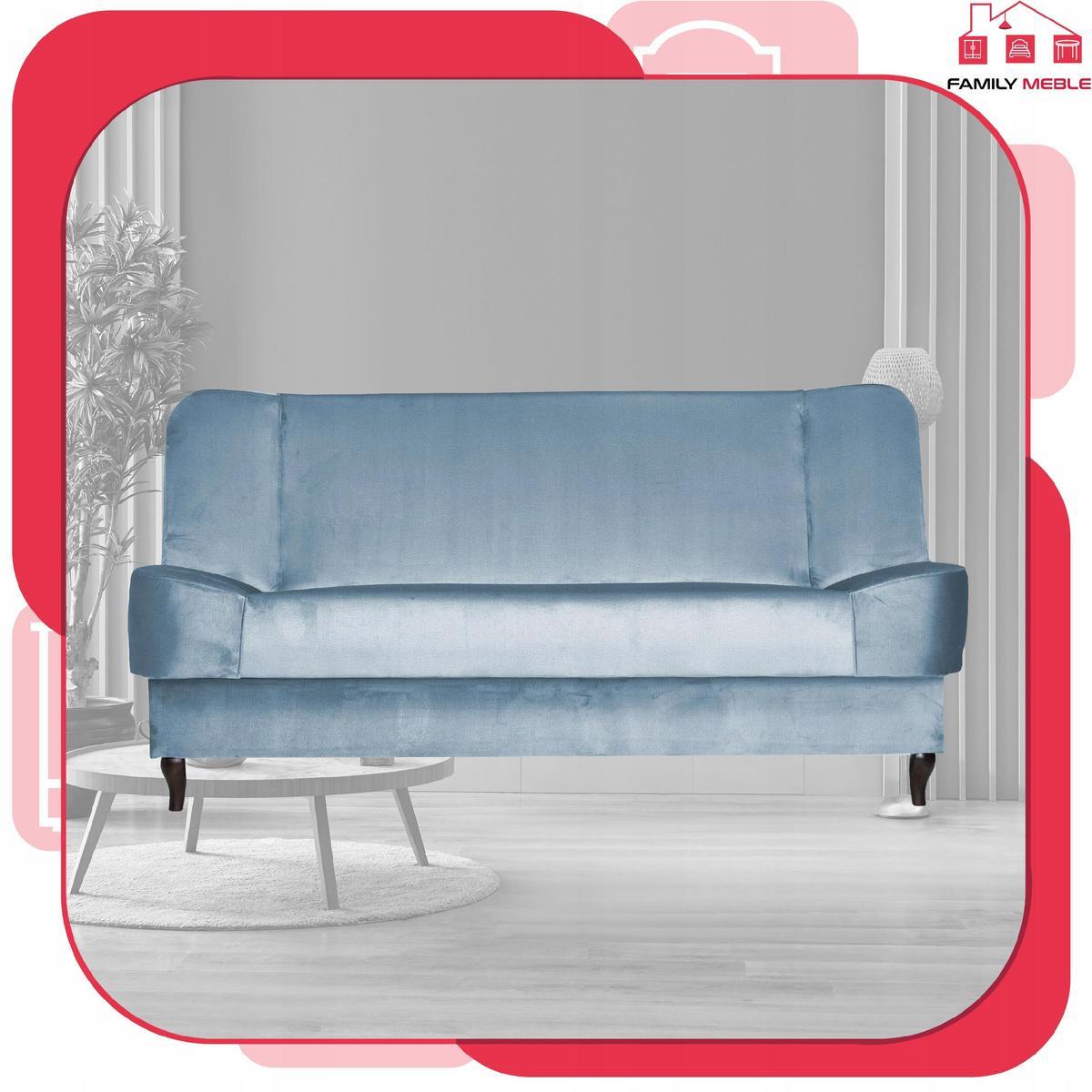 Wersalka SARA 200x95 cm błękitna rozkładana kanapa z pojemnikiem sofa do salonu Monolith nr. 2