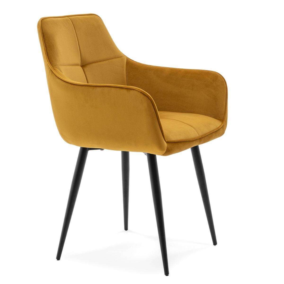 Krzesło QUATTRO w kolorze curry tapicerowane welurowe velvet aksamit do jadalni lub salonu  6 Full Screen