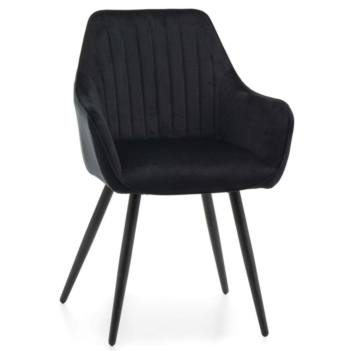 Krzesło PASSO czarne tapicerowane welurem pikowane do jadalni lub salonu  nr. 1