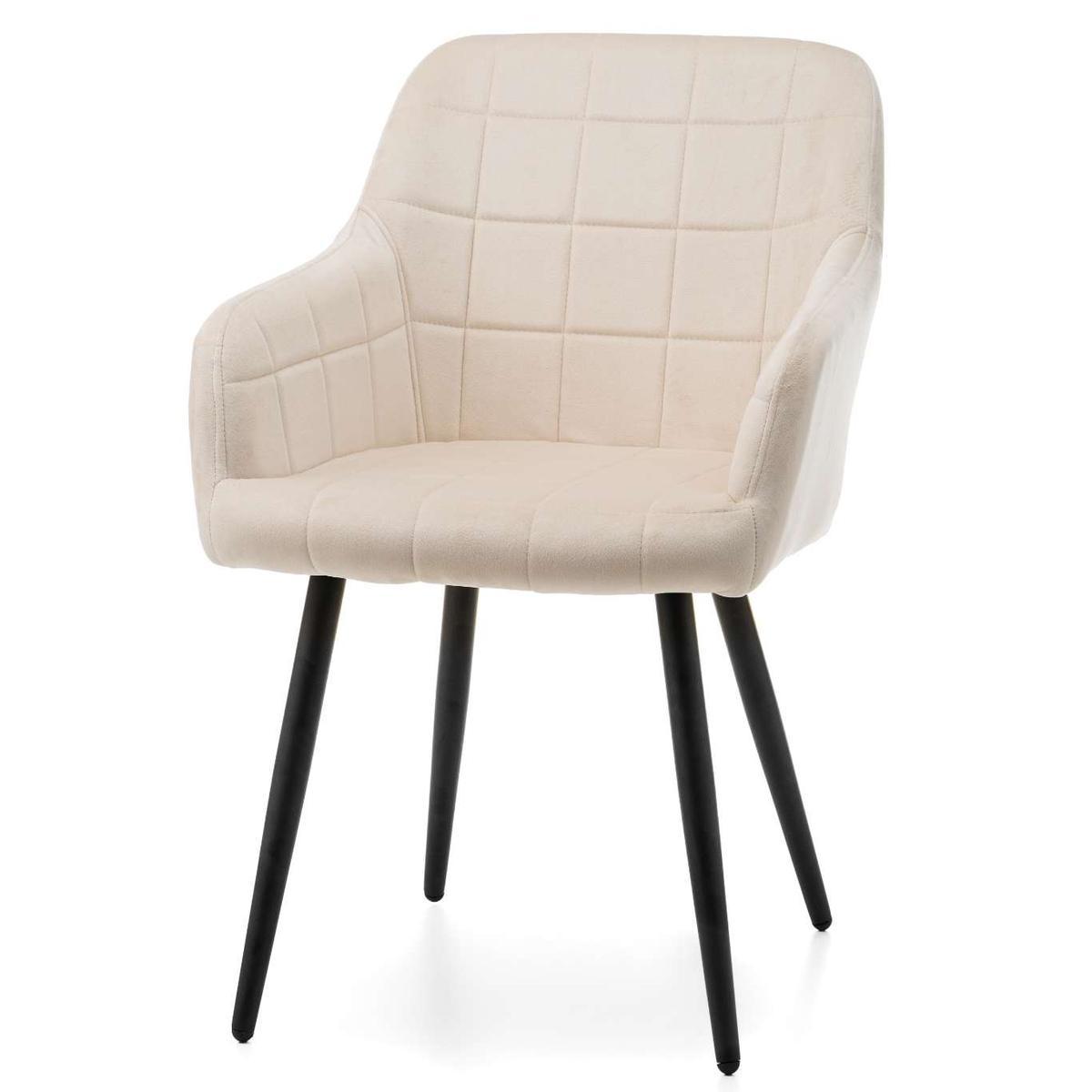 Krzesło ORTE beżowe tapicerowane welurem pikowane do jadalni lub salonu  nr. 3