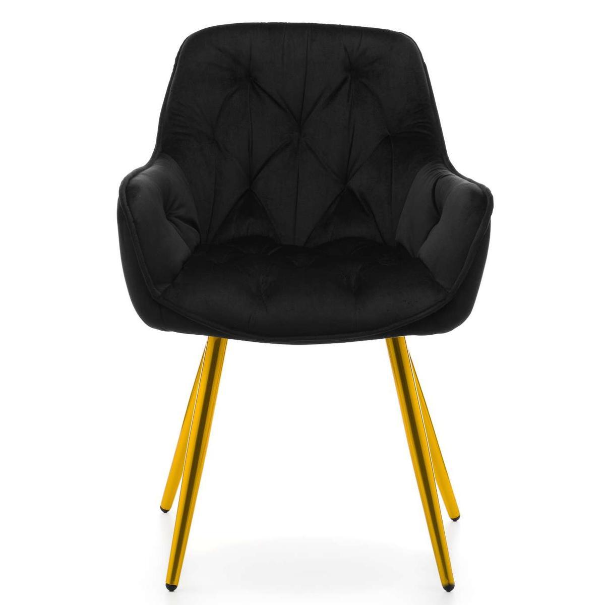 Krzesło SIENA czarne tapicerowane welurem złote nóżki do jadalni lub salonu  nr. 2