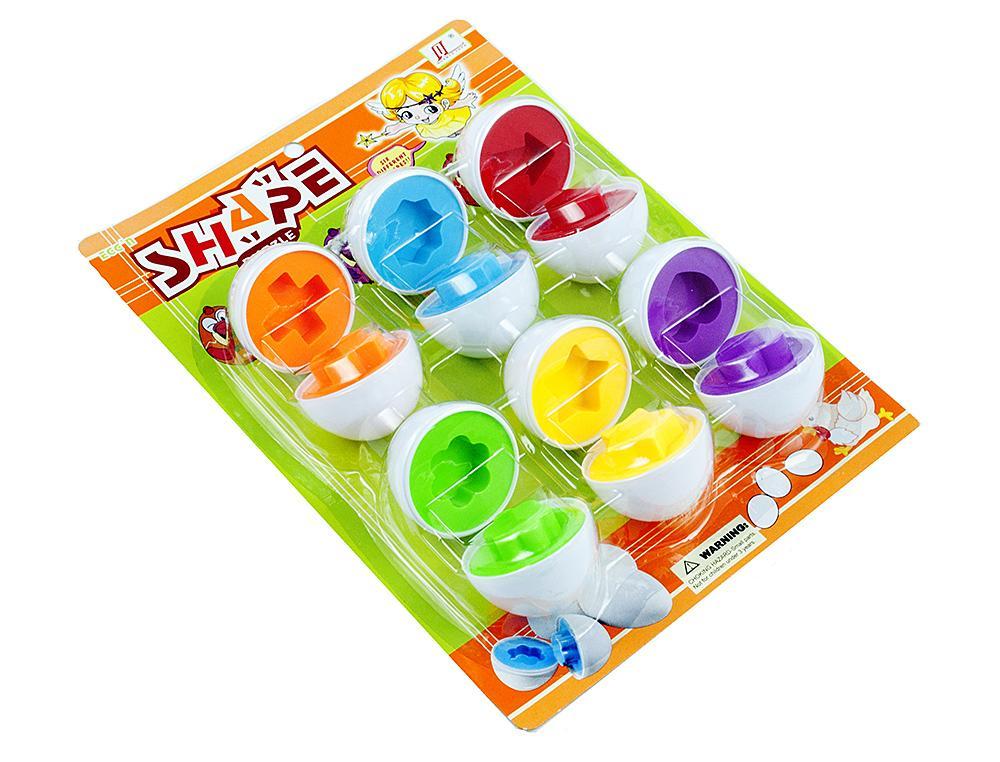 Układanka edukacyjna sorter dopasuj kształty i kolory jajka 6 sztuk dla małych dzieci  nr. 1
