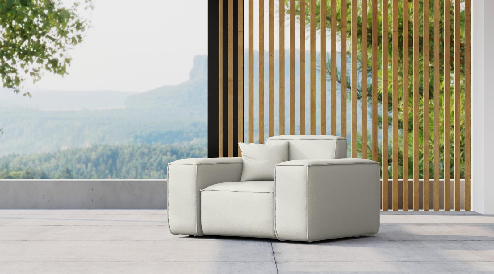 Sofa ogrodowa MALIBU 121x73x88 cm wodoodporna UV 1-os + poduszka do ogrodu kremowa nr. 2