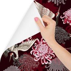 Tapeta – Żurawie i kolorowe kwiaty  - Miniaturka zdjęcia nr 1