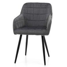 Krzesło ORTE szare tapicerowane welurem pikowane do jadalni lub salonu  - Miniaturka zdjęcia nr 3