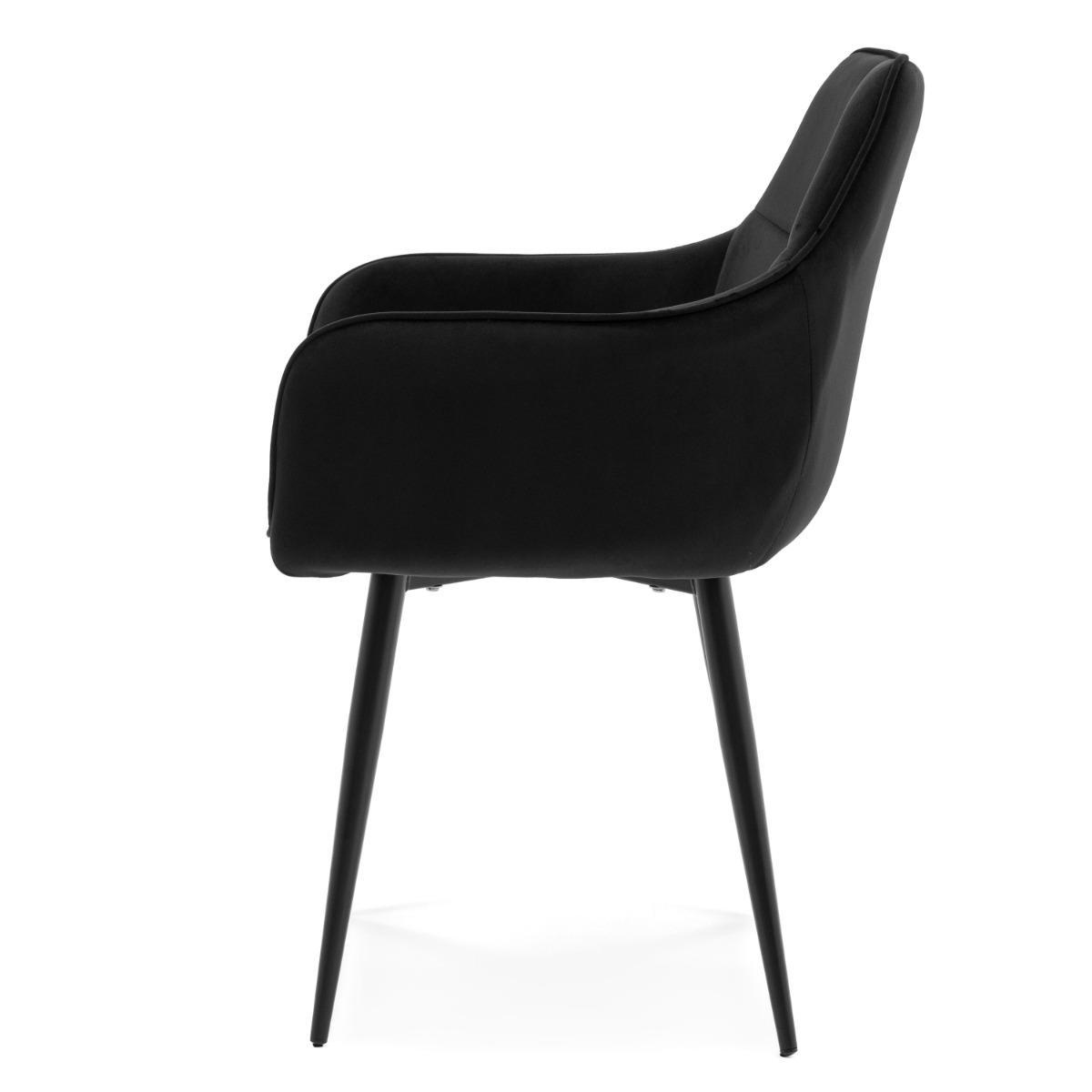 Krzesło QUATTRO w kolorze czarnym tapicerowane welurowe velvet aksamit do jadalni lub salonu  nr. 8