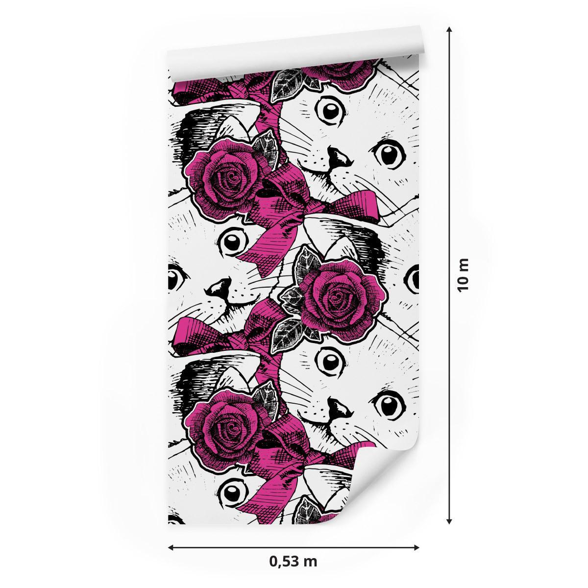 Tapeta – Koty i róże, styl abstrakcyjny  nr. 2