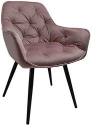 Fotel ARTEN X krzesło 57x85x60 cm do jadalni salonu welur pudrowy róż nogi czarne