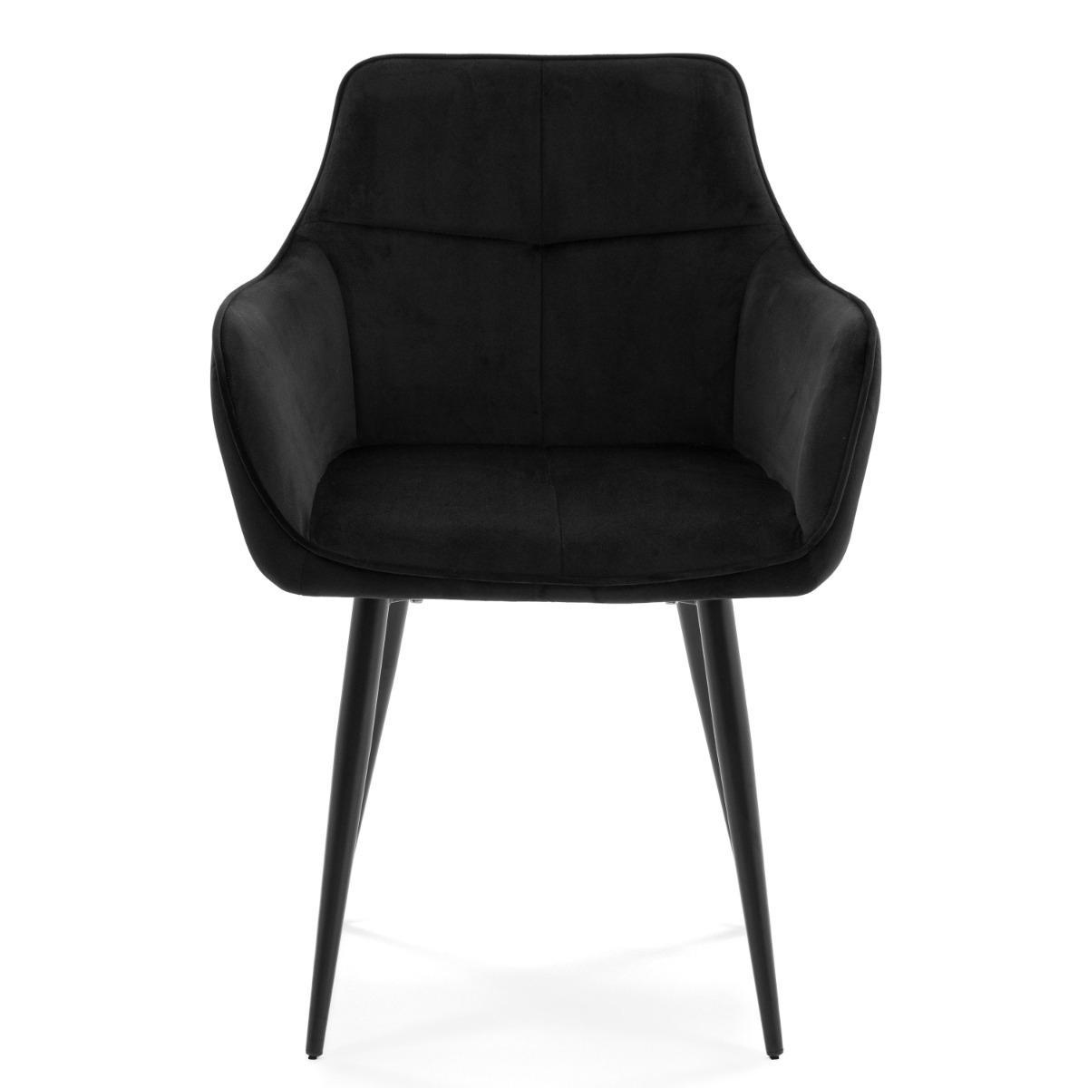 Krzesło QUATTRO w kolorze czarnym tapicerowane welurowe velvet aksamit do jadalni lub salonu  nr. 2
