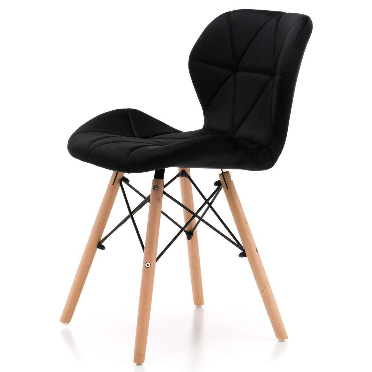 Krzesło DURO czarne tapicerowane welurem pikowane do jadalni lub salonu  nr. 4
