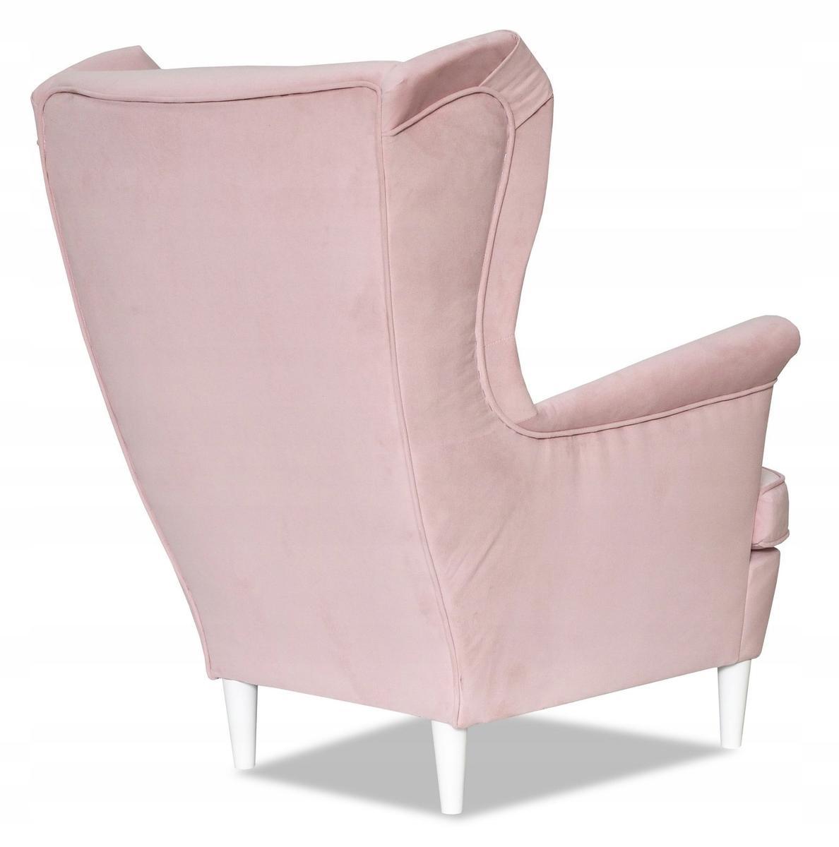 Fotel Uszak z podnóżkiem cukierkowy PINK różowy nr. 3