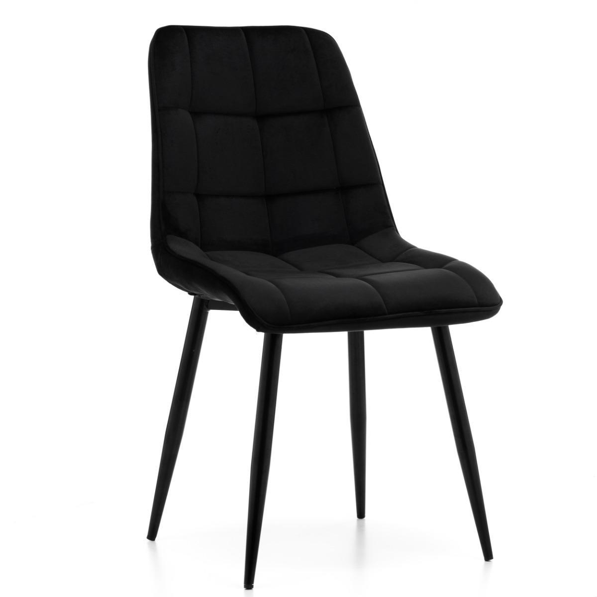 Krzesło CHIC czarne tapicerowane welurowe aksamit do jadalni lub salonu  nr. 1
