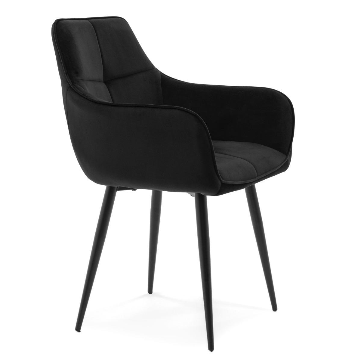 Krzesło QUATTRO w kolorze czarnym tapicerowane welurowe velvet aksamit do jadalni lub salonu  nr. 7