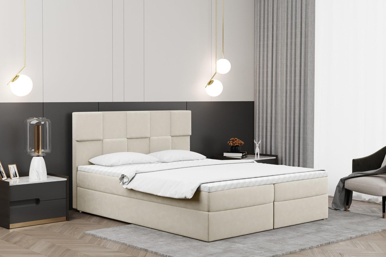  Łóżko CLARA 200x200 cm z funkcją przechowywania i materacem do sypialni ecru nr. 1
