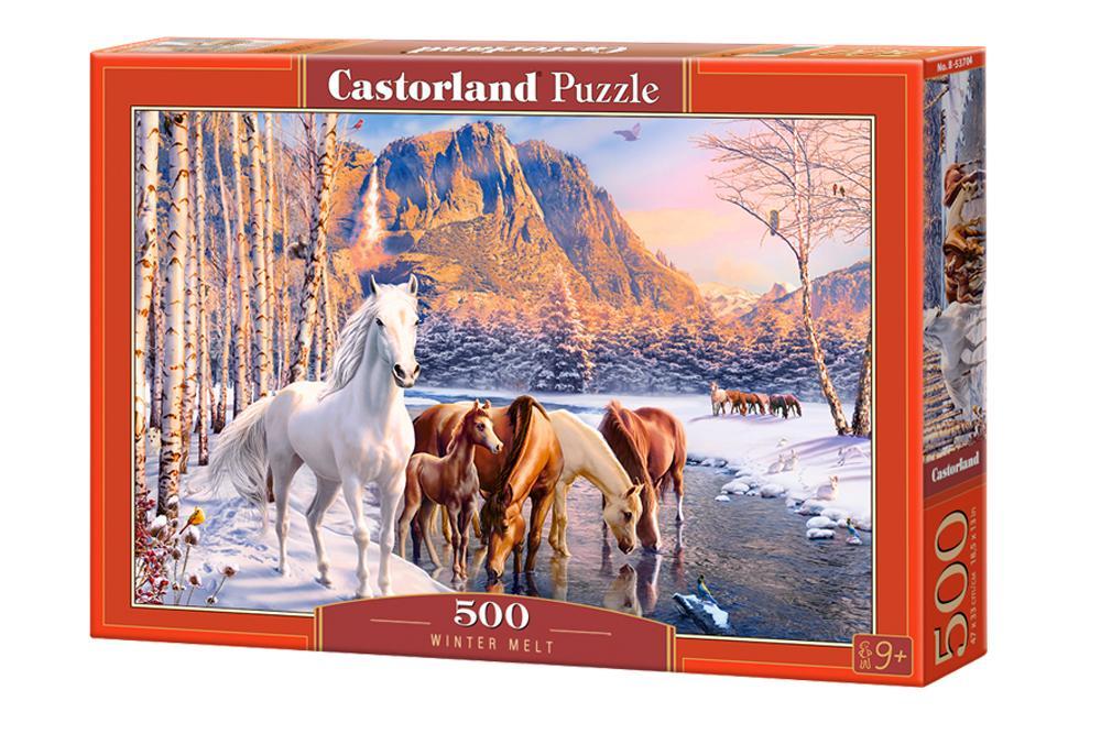 CASTORLAND Puzzle układanka 500 elementów Winter Melt - Konie zimowy krajobraz 9+ nr. 3