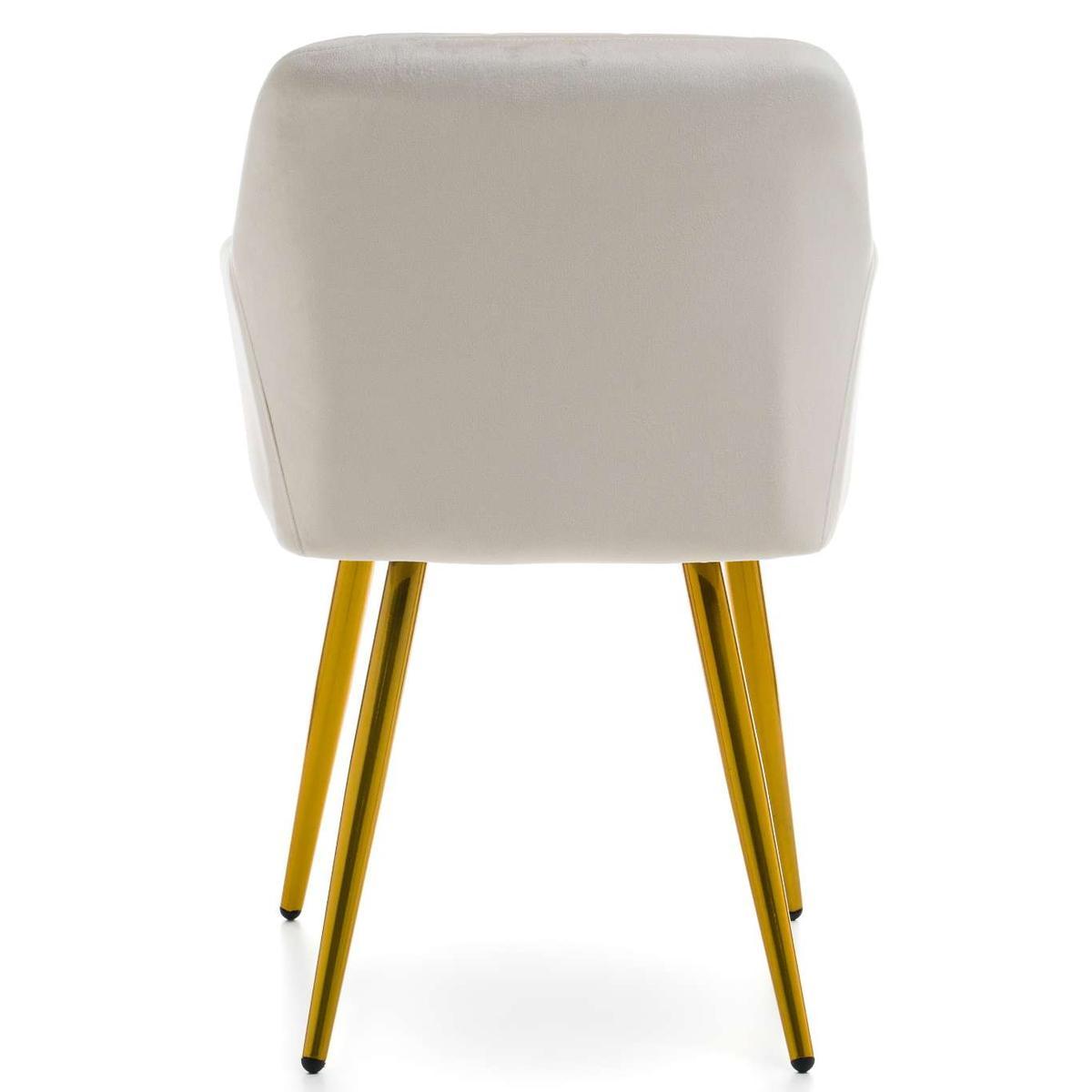 Krzesło ORTE beżowe pikowane tapicerowane welurowe złote nóżki do jadalni lub salonu  nr. 8
