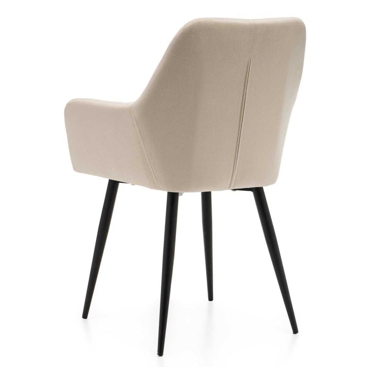 Krzesło IVO 55x88x56 cm tapicerowane welurem pikowane do jadalni lub salonu beżowe nr. 7