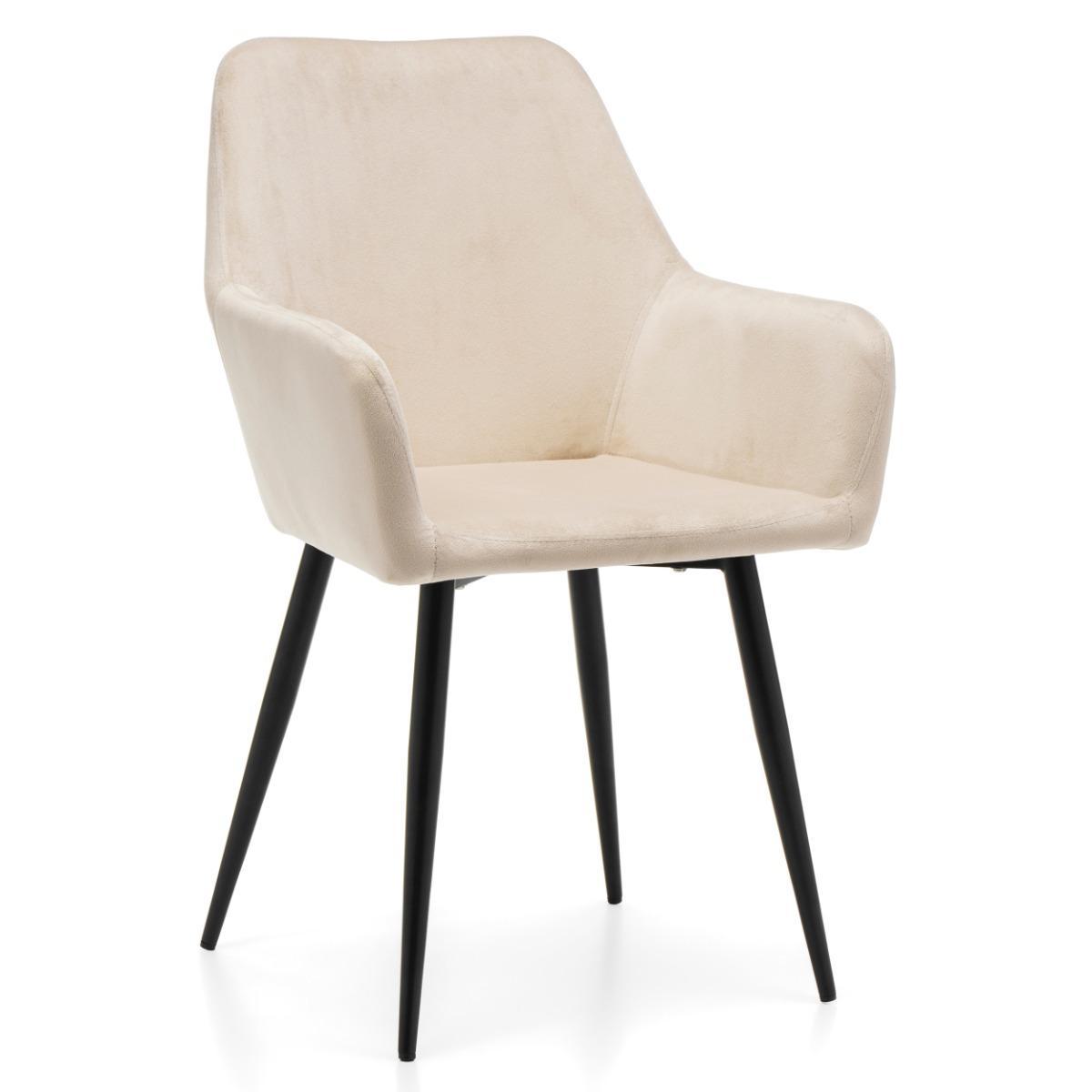 Krzesło IVO 55x88x56 cm tapicerowane welurem pikowane do jadalni lub salonu beżowe nr. 1
