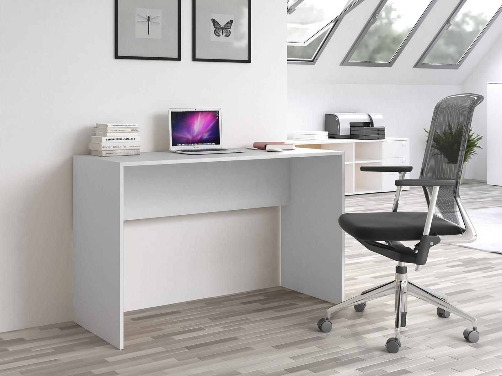 Biurko PLUS 120x50x76 cm nowoczesne funkcjonalne do biura pokoju białe nr. 1