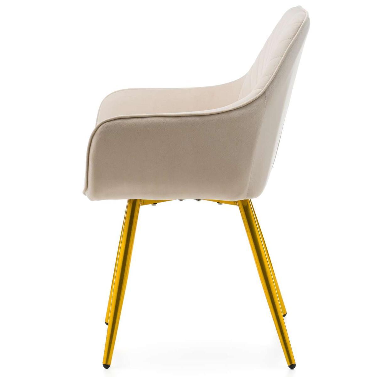 Krzesło VASTO beżowe tapicerowane welurem złote nóżki do jadalni lub salonu nr. 6