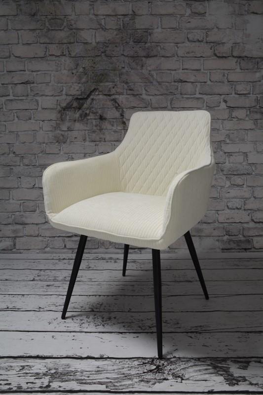 Fotel LIZBONA krzesło 57x84x59 cm do jadalni salonu sztruks biały nogi czarne nr. 5