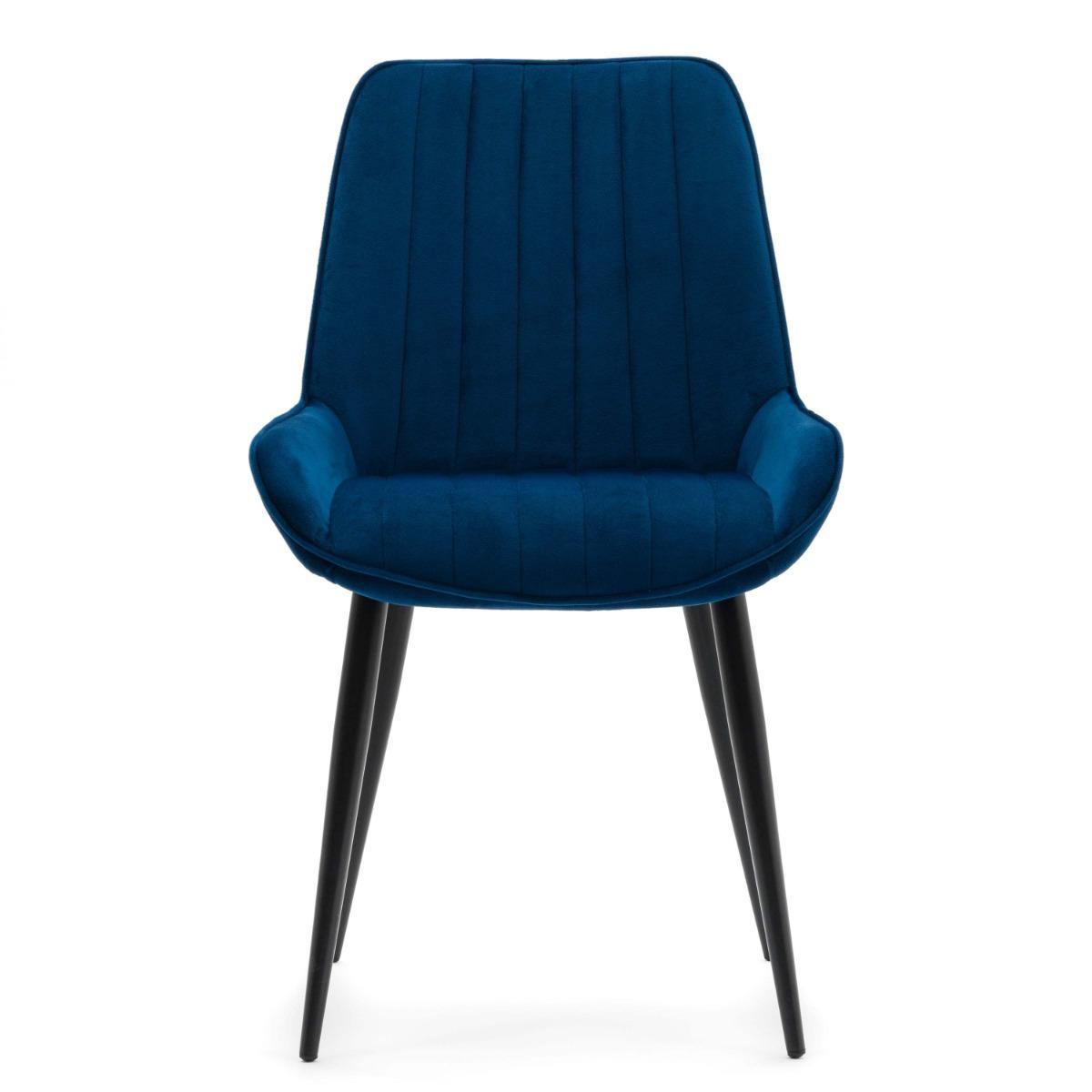 Krzesło LUCA 50x88x51 cm granatowe tapicerowane welurem czarne nóżki do jadalni lub salonu 1 Full Screen