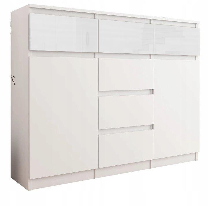 Komoda MODERN 120x40 cm biała tekstura szafki i szuflady zabudowane do sypialni salonu  nr. 1