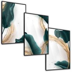 Zestaw 3x Plakat W Ramie Liście Tropikalne Bananowca Natura Efekt 3D 60x80cm - Miniaturka zdjęcia nr 2